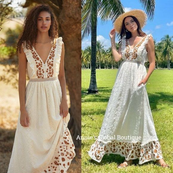 NWT, Anthropologie  Esperanza Embroidered Eyelet Maxi Dress - Picture 15 of 16